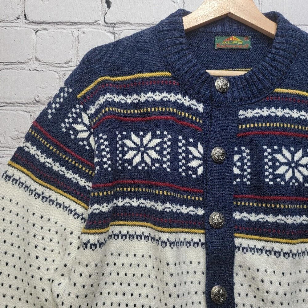 Vintage Alps Knitmeister‎ Nordic Winter Ski Cardigan Sweater Size XL - Picture 4 of 12